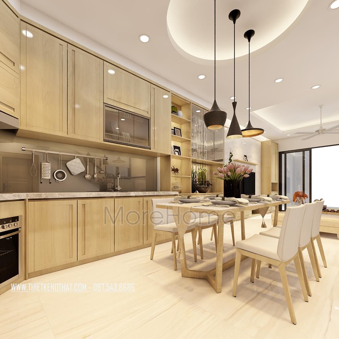 Thiết kế nội thất khu bếp nhà phố Long Biên
